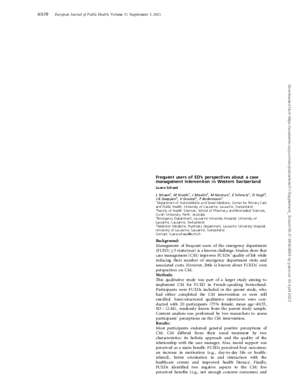 (PDF) Frequent users of ED’s perspectives about a case management ...