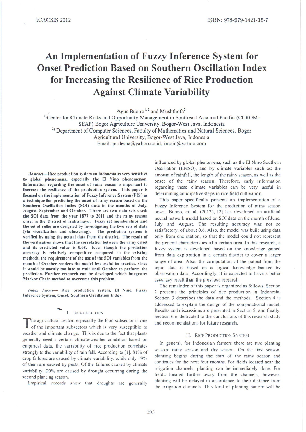 (PDF) An implementation of fuzzy inference system for onset prediction ...