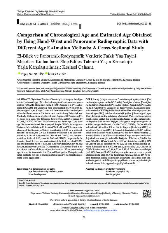 (PDF) Comparison of Chronological Age and Estimated Age Obtained by ...