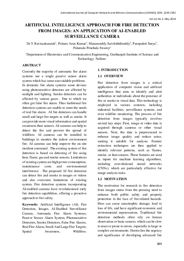 (PDF) ARTIFICIAL INTELLIGENCE APPROACH FOR FIRE DETECTION FROM IMAGES ...