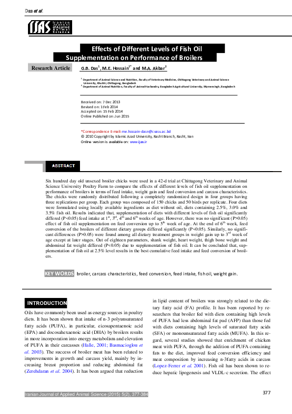 (PDF) Effects of Different Levels of Fish Oil Supplementation on ...