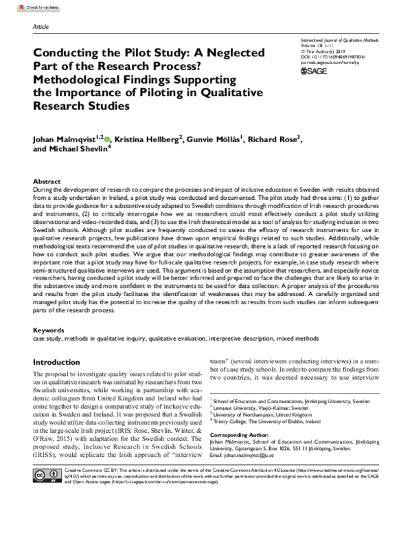 (PDF) Conducting the Pilot Study: A Neglected Part of the Research ...