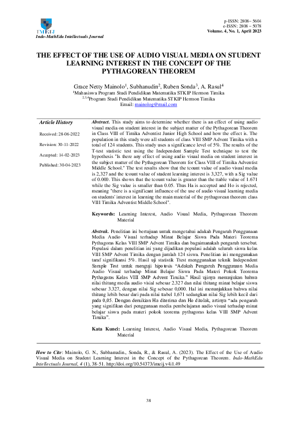 (PDF) The Effect of the Use of Audio Visual Media on Student Learning ...