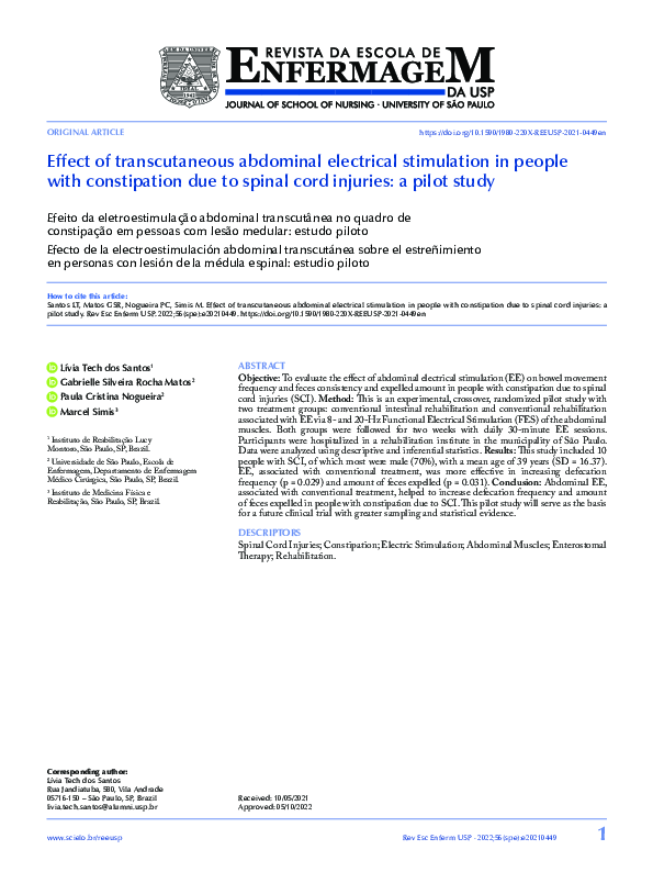 (PDF) Effect of transcutaneous abdominal electrical stimulation in ...