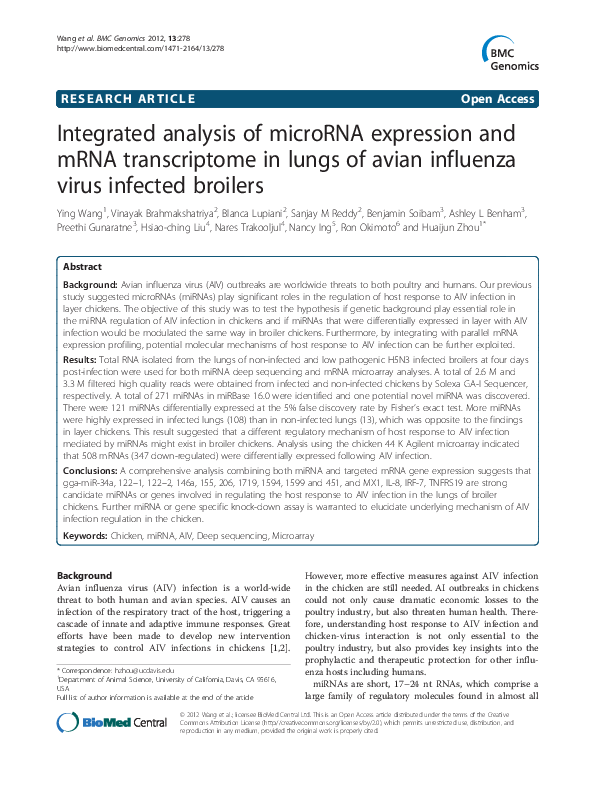 (PDF) Integrated analysis of microRNA expression and mRNA transcriptome ...