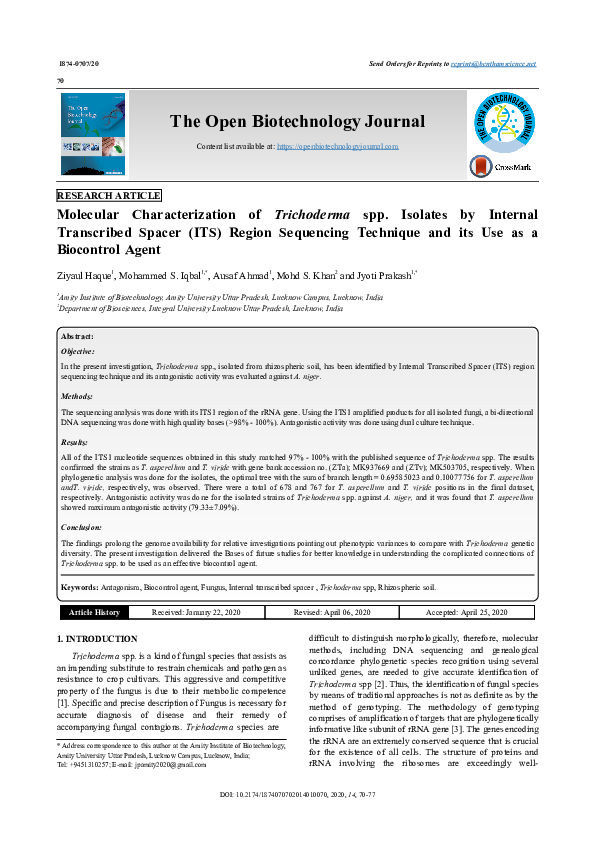 (PDF) Molecular Characterization of Trichoderma spp. Isolates by ...
