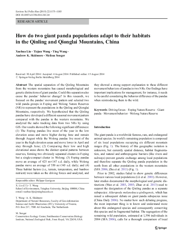 (PDF) How do two giant panda populations adapt to their habitats in the ...