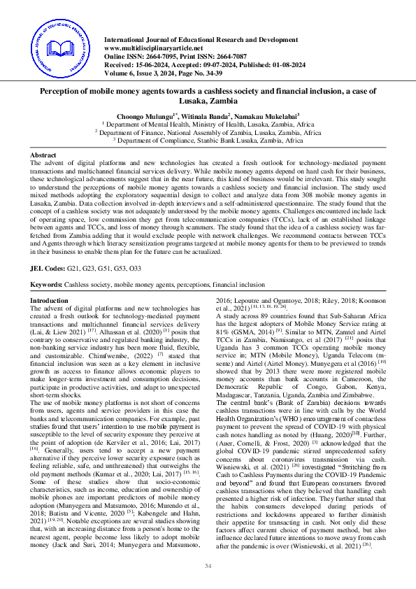 (PDF) Perception of mobile money agents towards a cashless society and ...