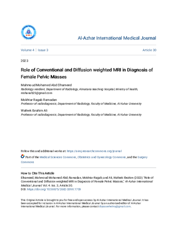 (PDF) Role of Conventional and Diffusion weighted MRI in Diagnosis of ...