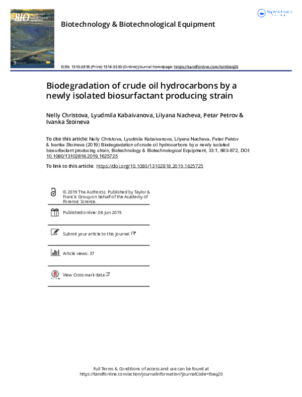 (PDF) Biodegradation of crude oil hydrocarbons by a newly isolated ...