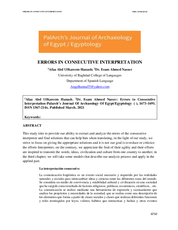 (PDF) ERRORS IN CONSECUTIVE INTERPRETATION