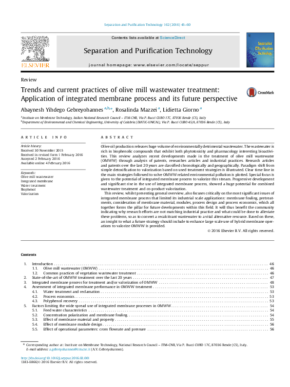(PDF) Trends and current practices of olive mill wastewater treatment ...