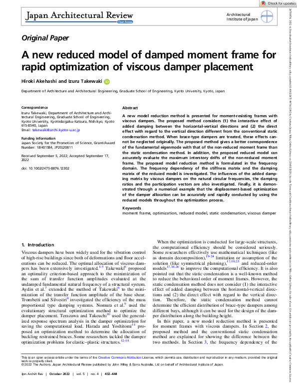(PDF) A new reduced model of damped moment frame for rapid optimization ...