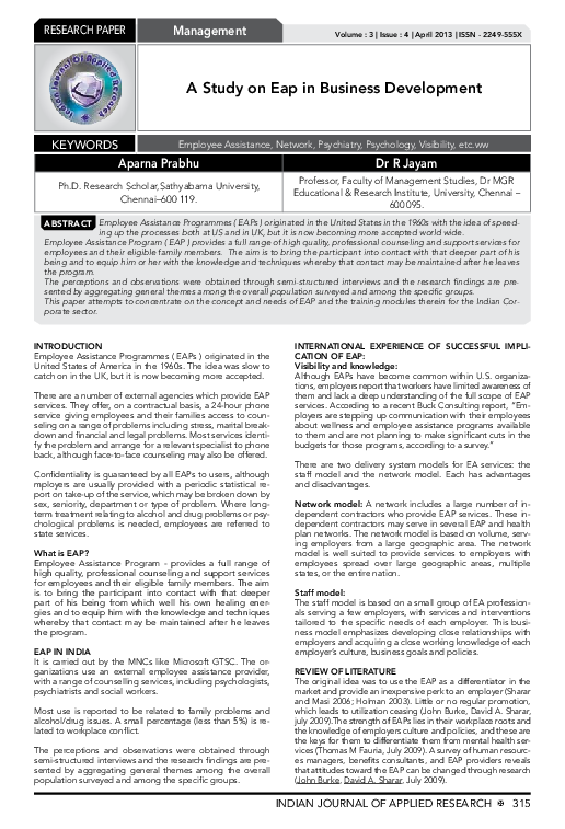 (PDF) A Study on Eap in Business Development