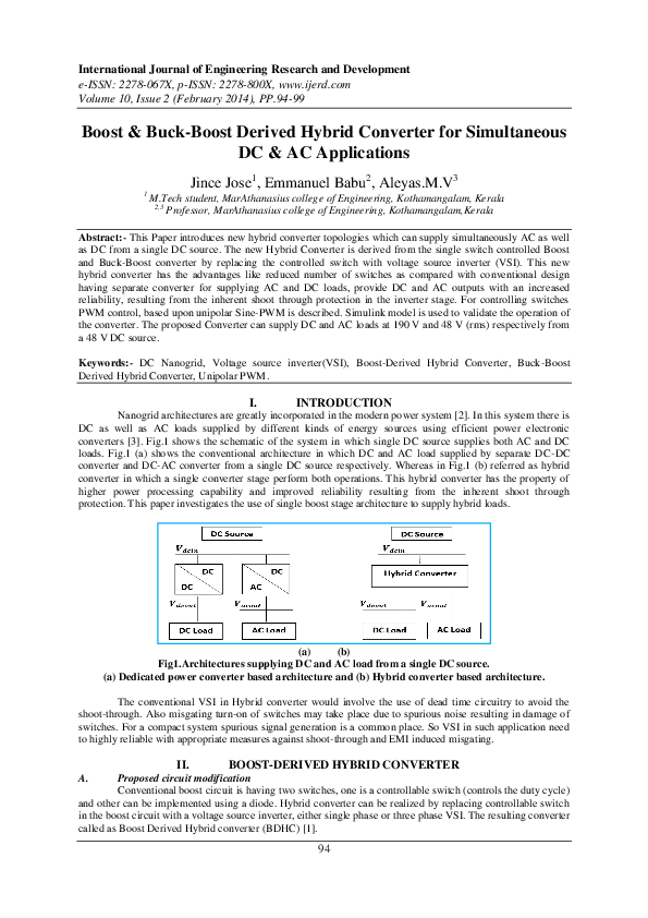 (PDF) Boost & Buck-Boost Derived Hybrid Converter for Simultaneous DC ...