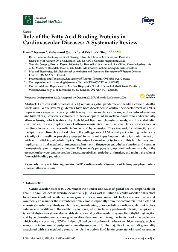 (PDF) Role of the Fatty Acid Binding Proteins in Cardiovascular ...