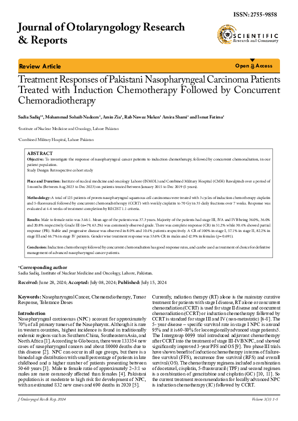 (PDF) Treatment Responses of Pakistani Nasopharyngeal Carcinoma ...