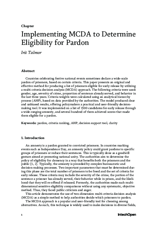 (PDF) Implementing MCDA to determine eligibility for pardon