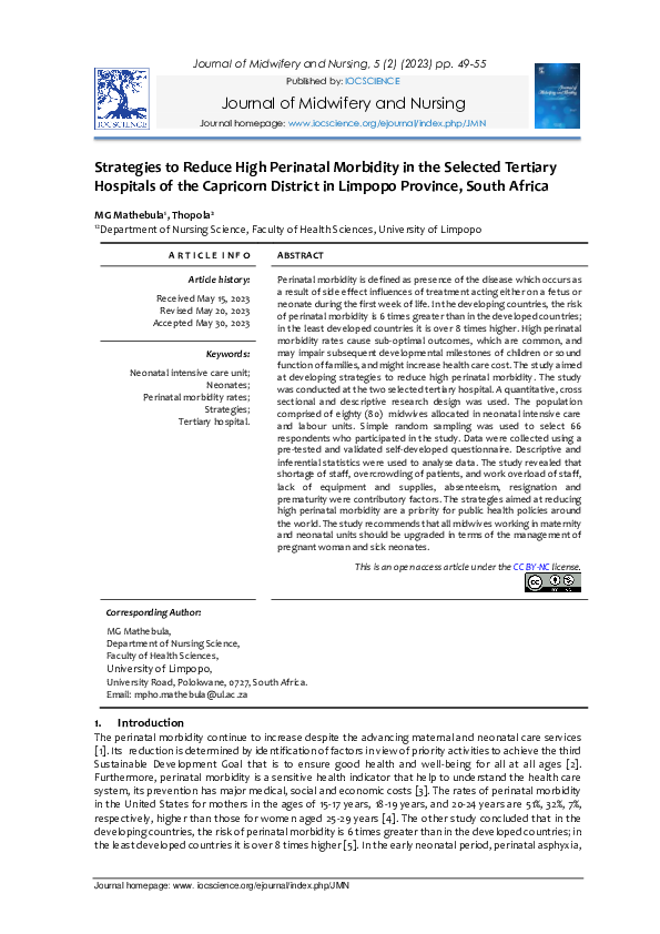 (PDF) Journal of Midwifery and Nursing