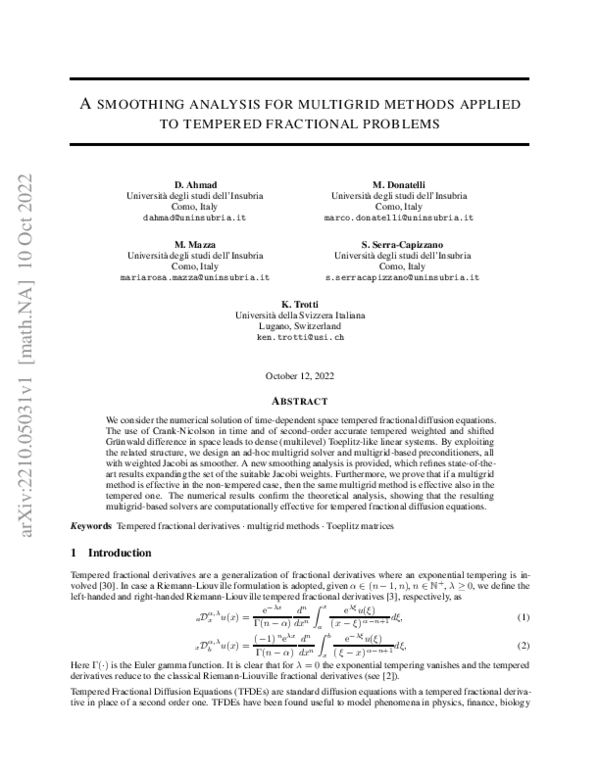 (PDF) A smoothing analysis for multigrid methods applied to tempered ...