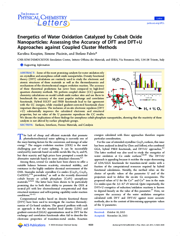 (PDF) Energetics of Water Oxidation Catalyzed by Cobalt Oxide ...