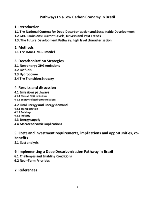 (PDF) Pathways to a low carbon economy in Brazil