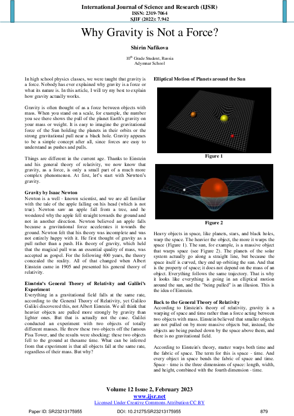 (PDF) Why Gravity is Not a Force?