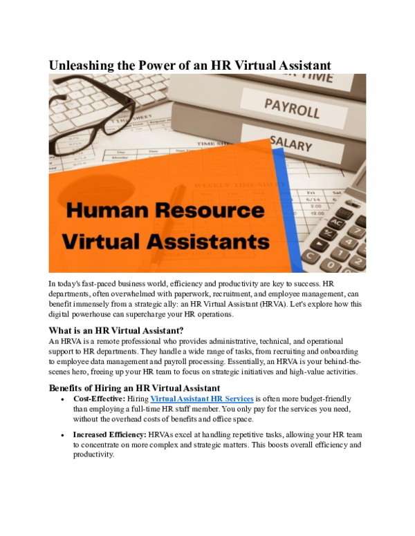 (PDF) Unleashing the Power of an HR Virtual Assistant