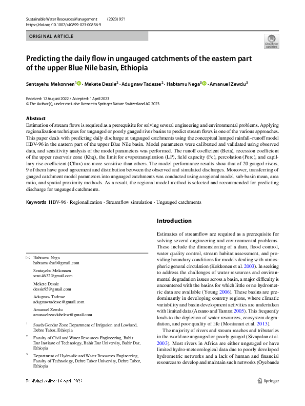 (PDF) Predicting the daily flow in ungauged catchments of the eastern ...