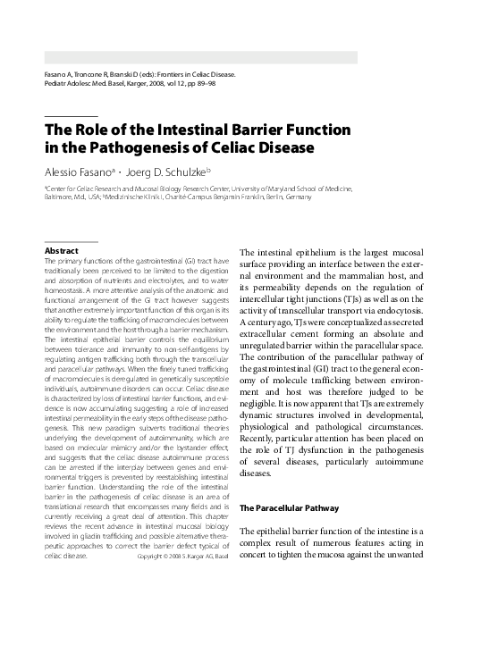(PDF) The role of the intestinal barrier function in the pathogenesis ...