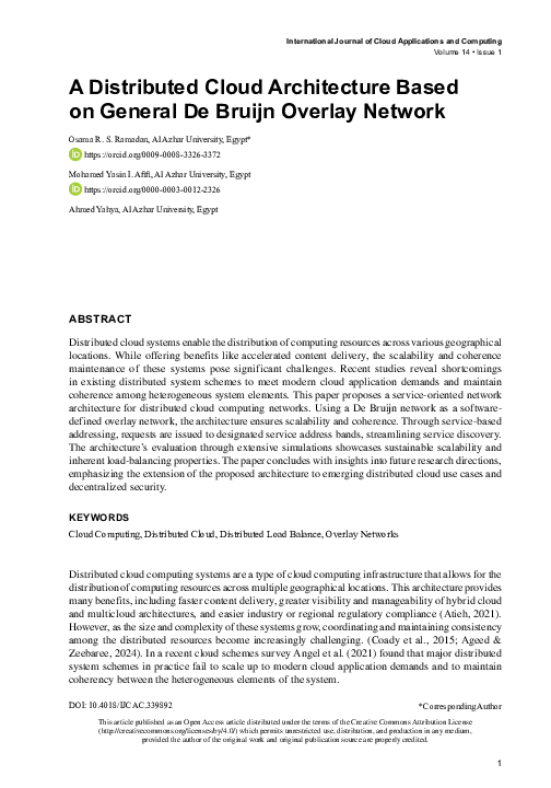 (PDF) A Distributed Cloud Architecture Based on General De Bruijn ...