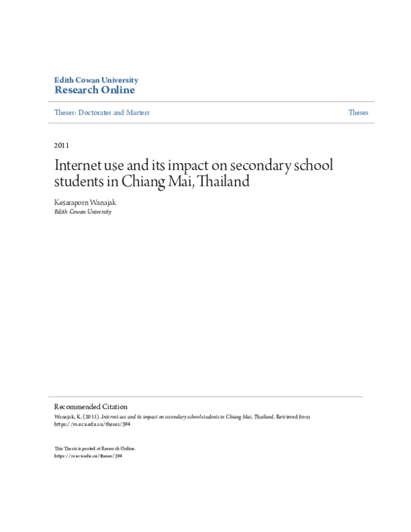 (PDF) Internet use and its impact on secondary school students in ...