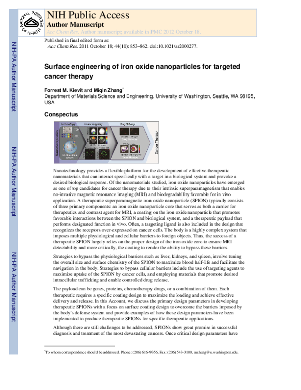 (PDF) Surface Engineering of Iron Oxide Nanoparticles for Targeted ...