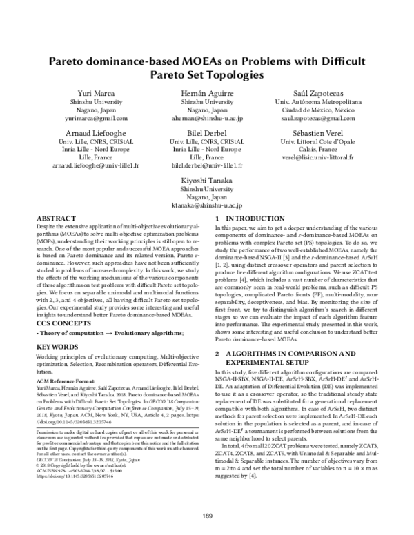 (PDF) Pareto dominance-based MOEAs on problems with difficult pareto ...