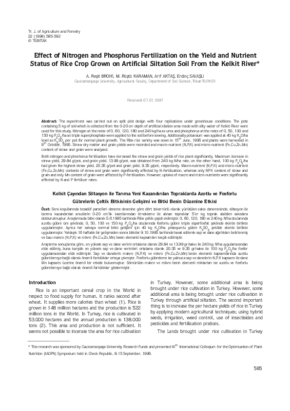 (PDF) The Effect of Nitrogen and Phosphorus Fertilization on Growth ...