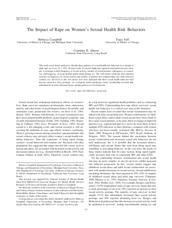 (PDF) The Impact of Rape on Women's Sexual Health Risk Behaviors