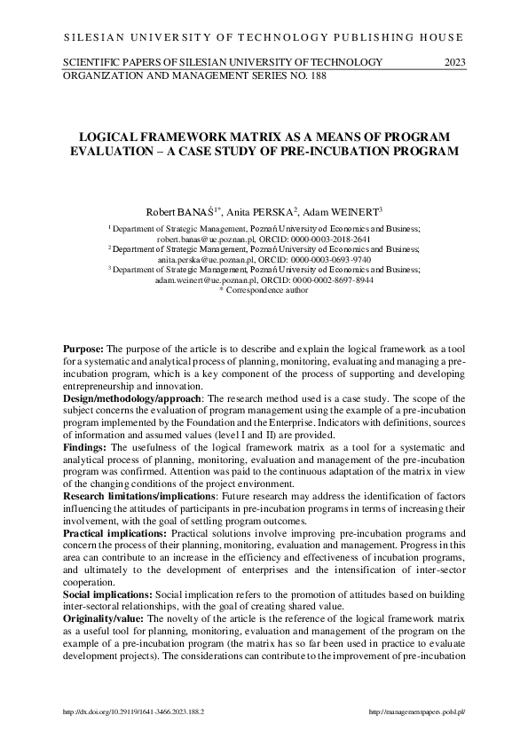 (PDF) Logical framework matrix as a means of program evaluation – a ...