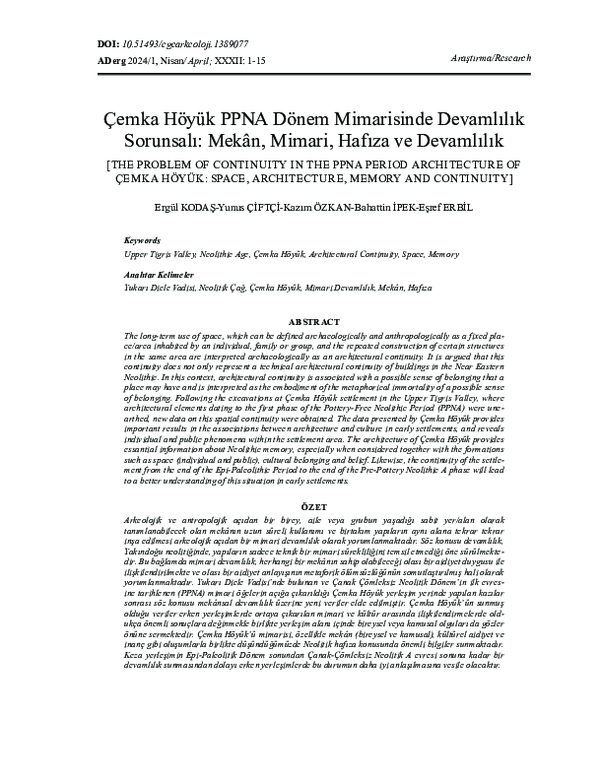(PDF) THE PROBLEM OF CONTINUITY IN THE PPNA PERIOD ARCHITECTURE OF ...