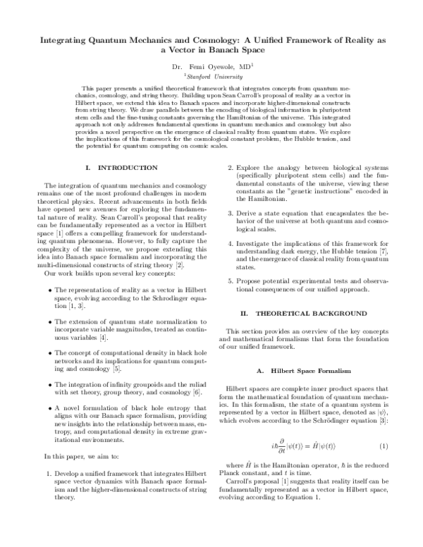 (PDF) Integrating Quantum Mechanics and Cosmology: A Unified Framework ...