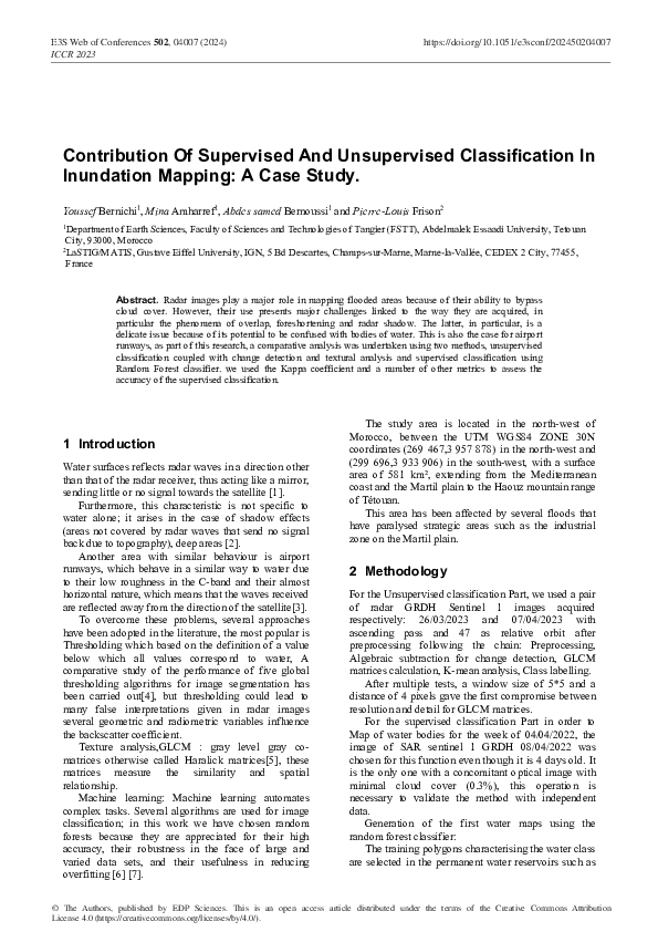(PDF) Contribution Of Supervised And Unsupervised Classification In ...