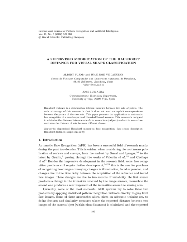 (PDF) A Supervised Modification of the Hausdorff Distance for Visual ...