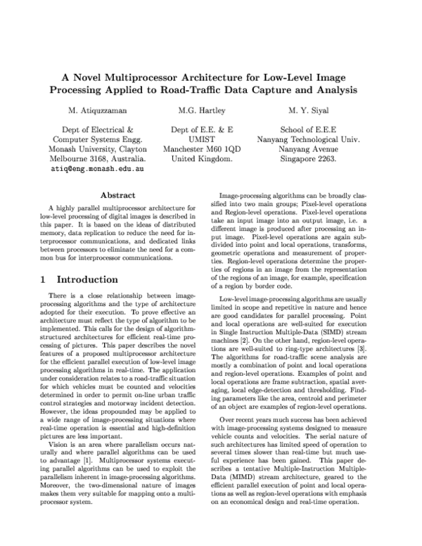 (PDF) A Novel Multiprocessor Architecture for Low-Level Image ...