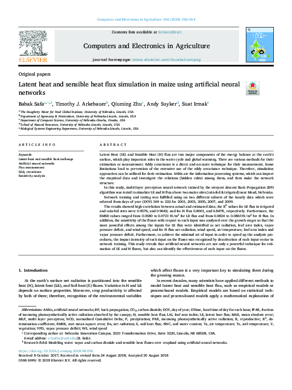 (PDF) Latent heat and sensible heat flux simulation in maize using ...