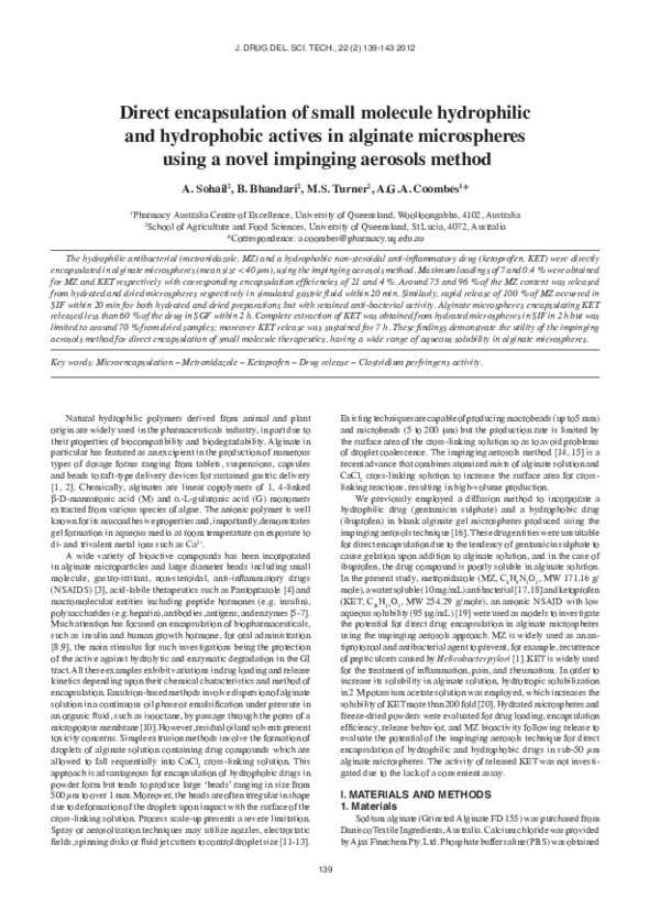 (PDF) Direct encapsulation of small molecule hydrophilic and ...