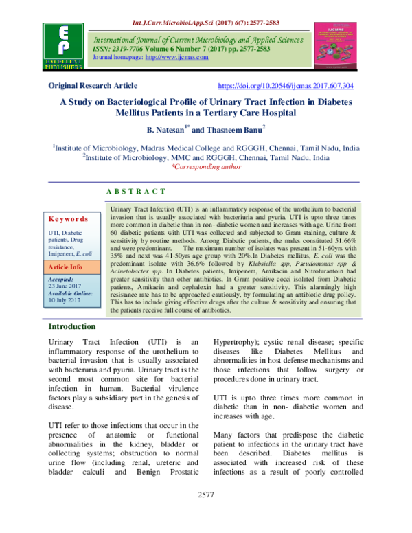 (PDF) A Study on Bacteriological Profile of Urinary Tract Infection in ...