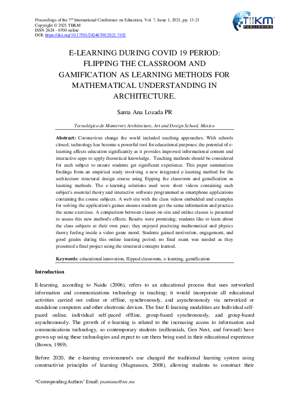 (PDF) E-Learning During Covid 19 Period: Flipping the Classroom and ...