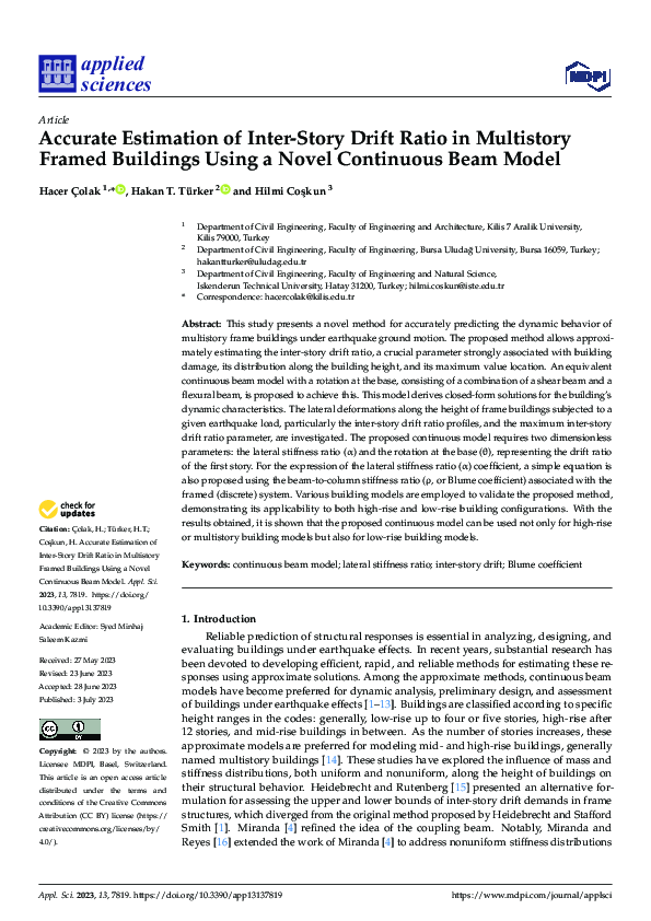 (PDF) Accurate Estimation of Inter-Story Drift Ratio in Multistory ...