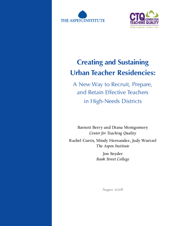 (PDF) Creating and Sustaining Urban Teacher Residencies: A New Way to ...