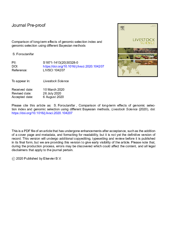 (PDF) Comparison of long-term effects of genomic selection index and ...