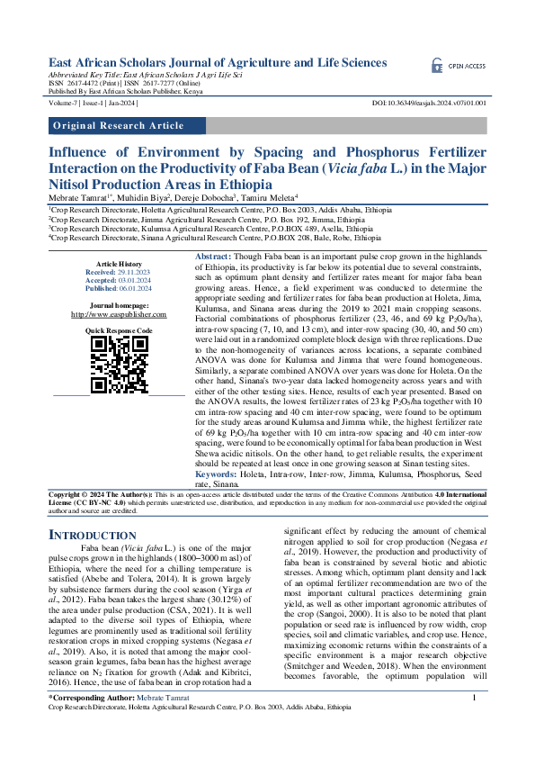 (PDF) Influence of Environment by Spacing and Phosphorus Fertilizer ...
